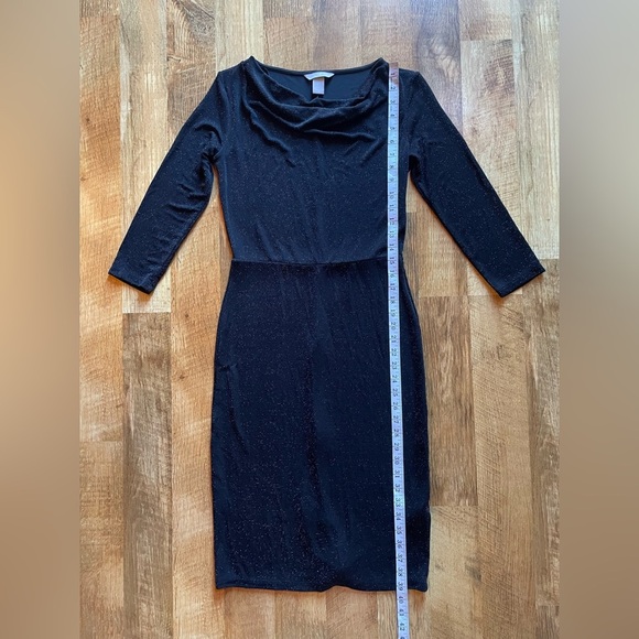 H&M‎ Black and Gold Ribbed Cowl Neck Sheath Dress - Picture 4 of 9